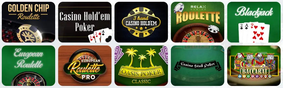 Giochi da tavolo al SUNRISE SLOTS CASINO